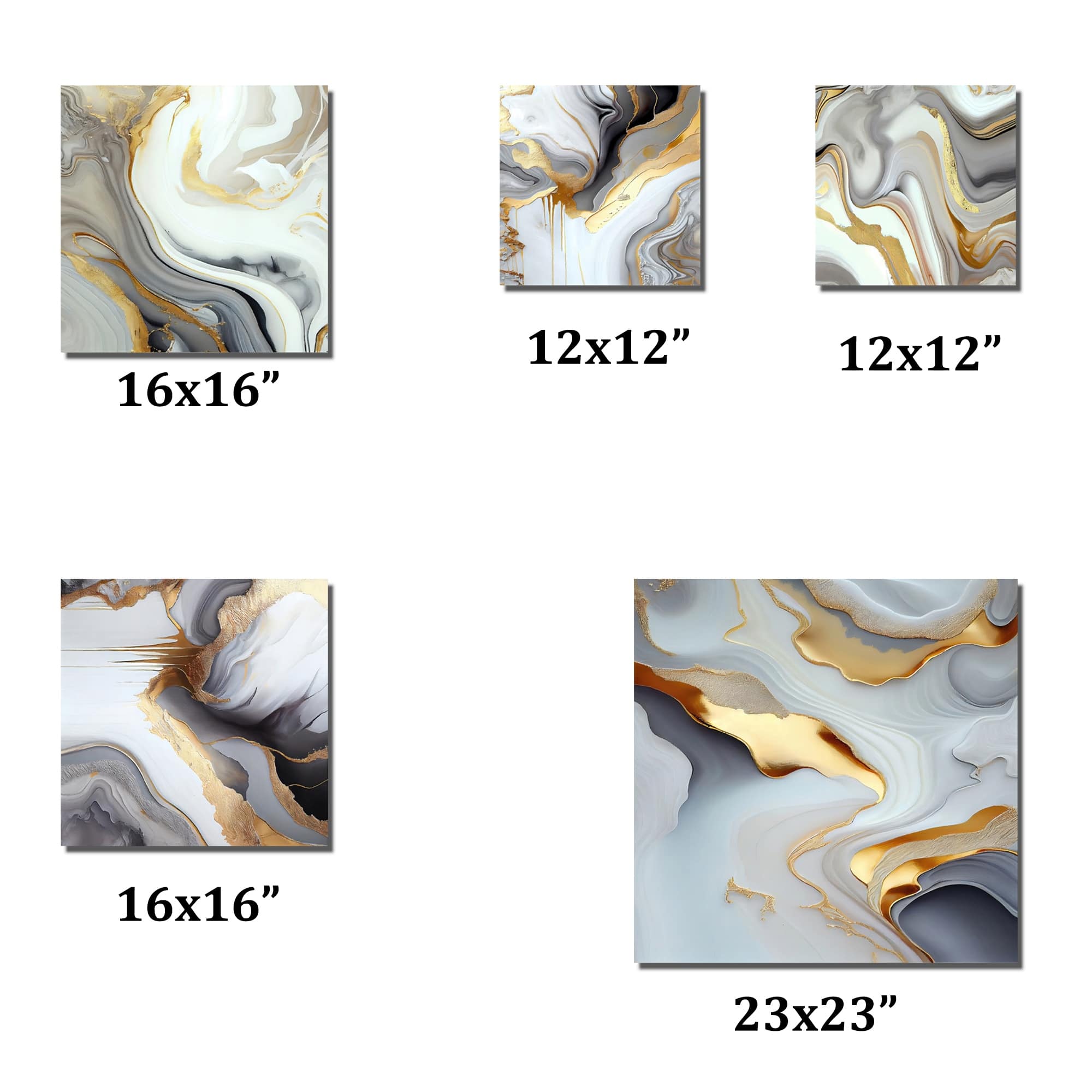 Designart "White And Gold Marble Abstract II" Modern Transitional Metal